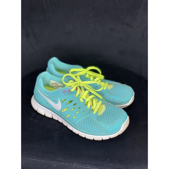 NIKE FLEX 2013 RN RUNNING WOMEN'S SHOES Size 8 Turquoise Green Blue Pink - Picture 2 of 8